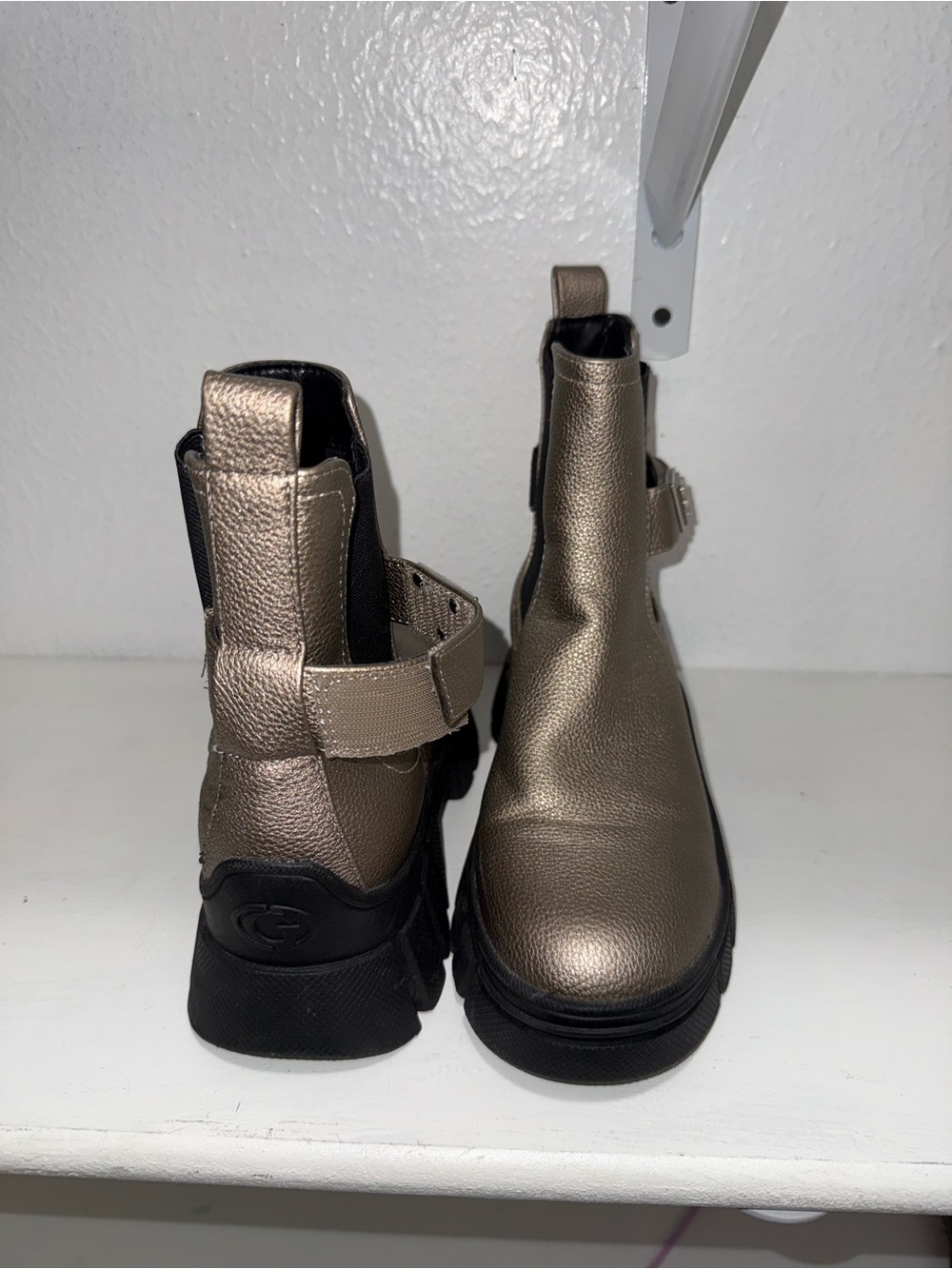 Guess Metallic Taupe Chelsea Booties with Strap